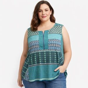 Skyes The Limit Zip Front Blouse 2X Lightweight Flowy Business Travel